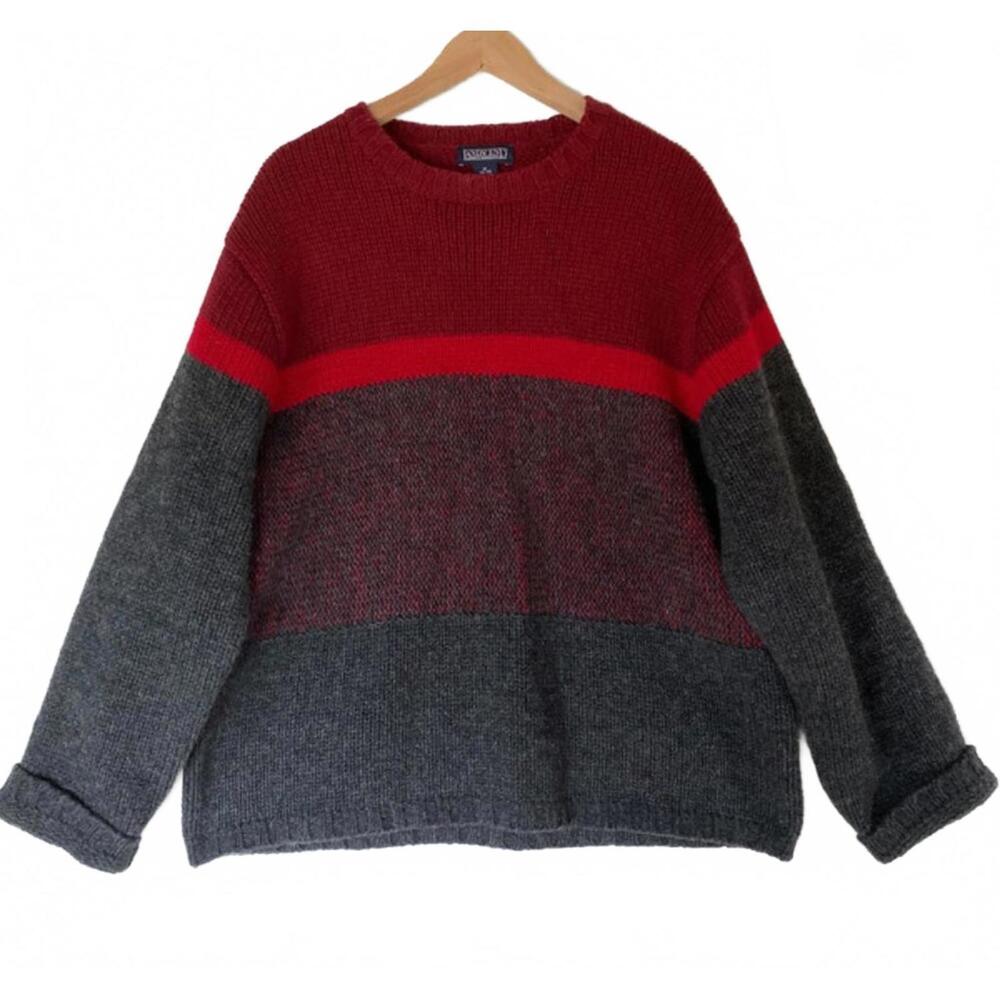 VTG Lands' End 100% Wool Men's‎ Colorblock Knit Sweater Medium